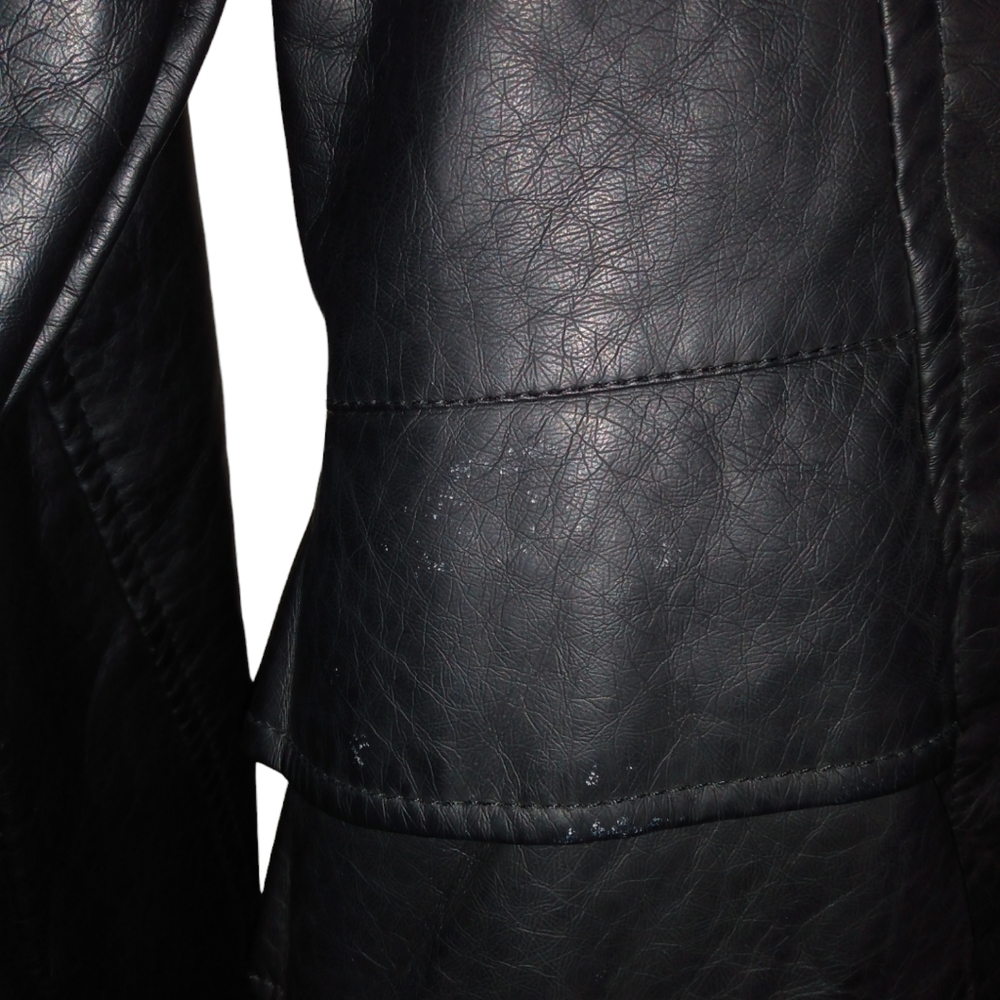 NYC Dollhouse Full Zip Lined PVC Faux Leather Motorcycle Jacket Black Small - Picture 6 of 11